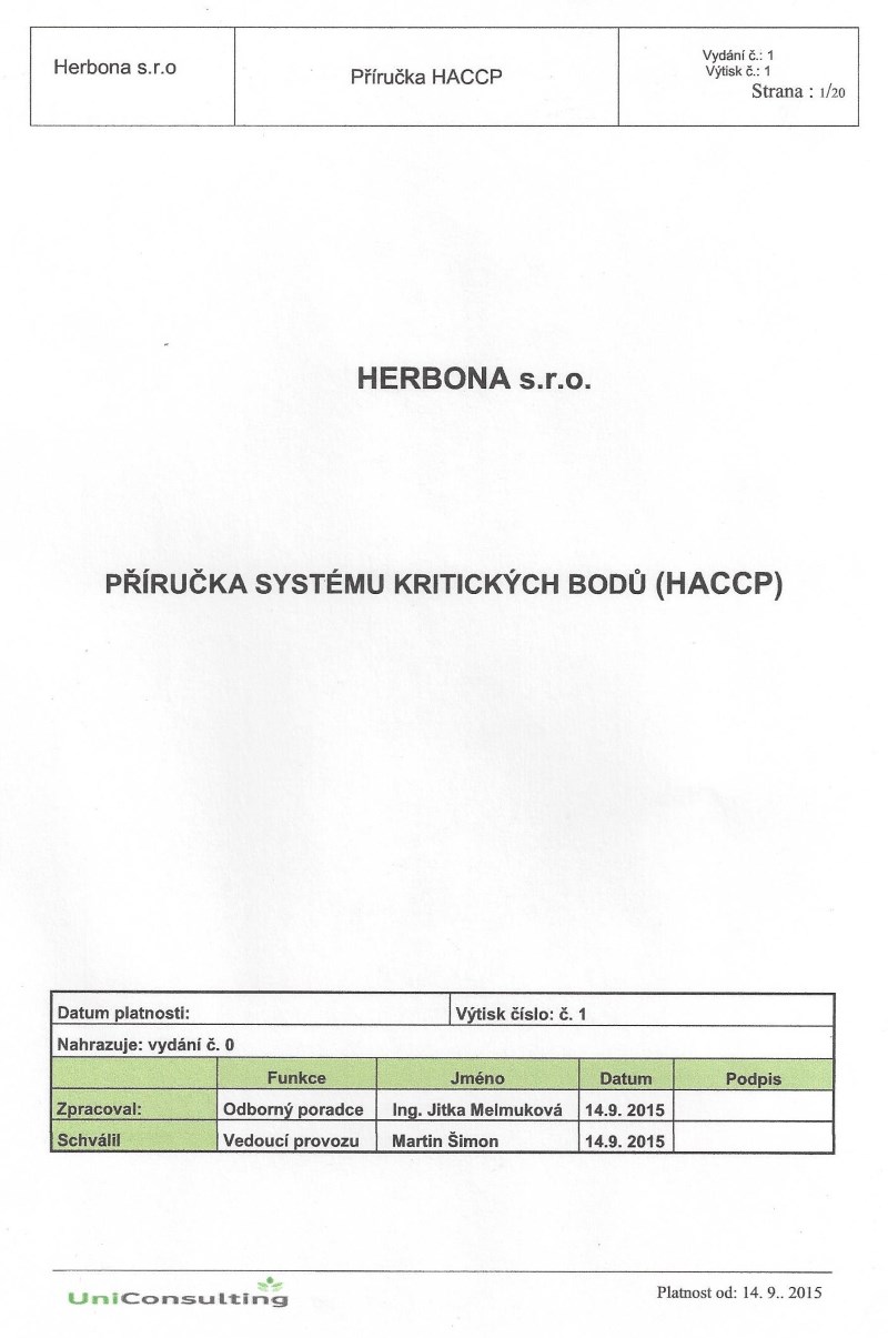 HACCP tanúsítvány